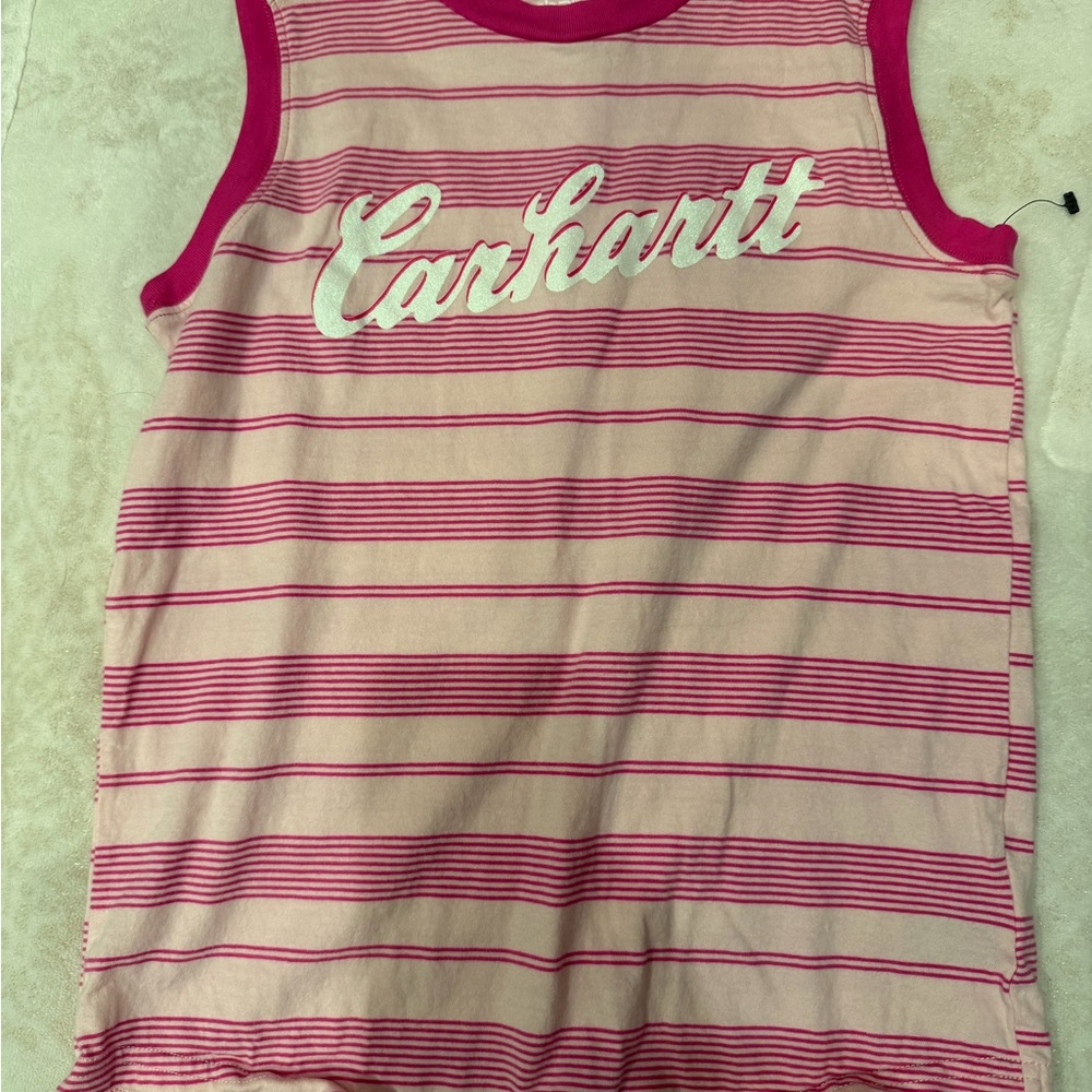 Carhartt Kids Pink and White Striped Tank Top